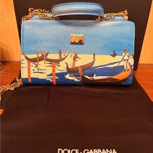 Dolce & Gabbana Blue Scenic Print Clutch